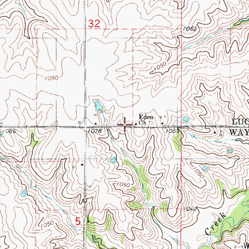 Topographic Map of Eden Church, IA