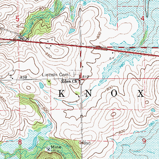 Topographic Map of Eden Church, IA
