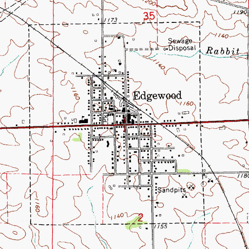 Topographic Map of Edgewood, IA