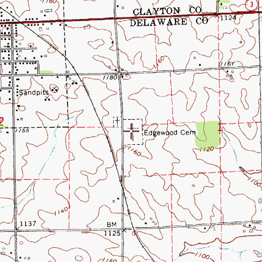 Topographic Map of Edgewood Cemetery, IA