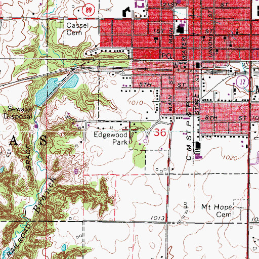 Topographic Map of Edgewood Park, IA