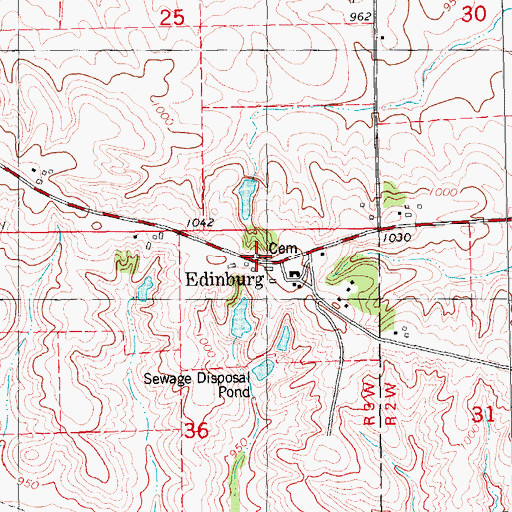 Topographic Map of Edinburg Cemetery, IA