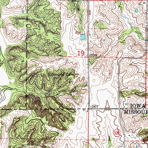 Topographic Map of Edmond Cemetery, IA