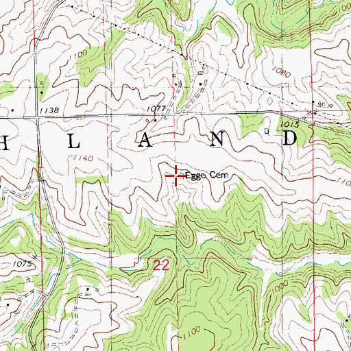 Topographic Map of Egge Cemetery, IA