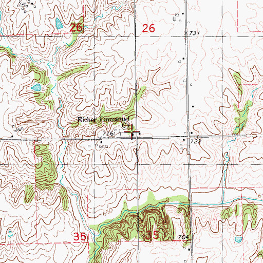 Topographic Map of Eicher Emmanuel Church, IA