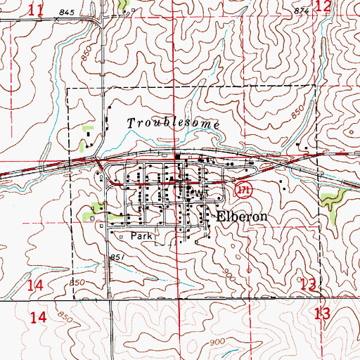 Topographic Map of Elberon, IA
