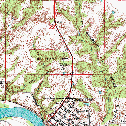 Topographic Map of Eldon Cemetery, IA