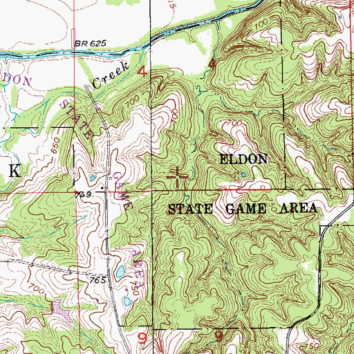 Topographic Map of Eldon Wildlife Management Area, IA