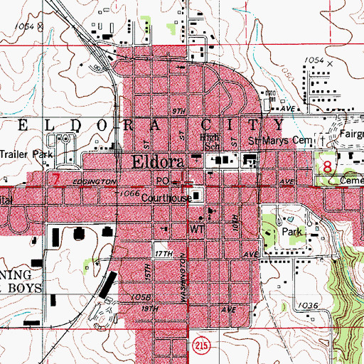 Topographic Map of Eldora, IA