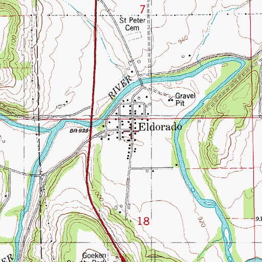 Topographic Map of Eldorado, IA