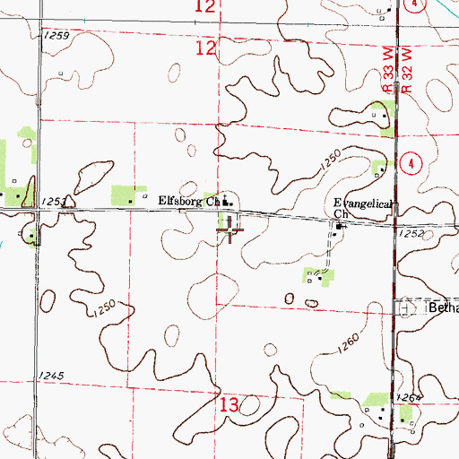 Topographic Map of Elfsborg Cemetery, IA