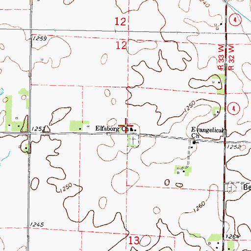 Topographic Map of Elfsborg Church, IA