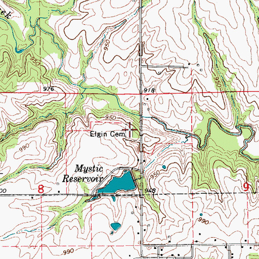 Topographic Map of Elgin Cemetery, IA