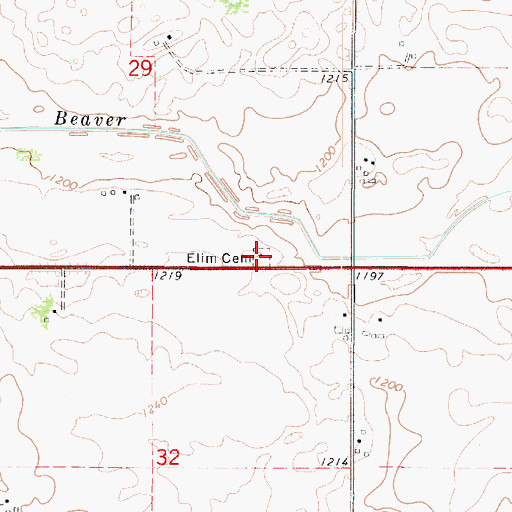 Topographic Map of Elim Cemetery, IA