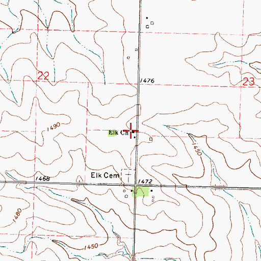 Topographic Map of Elk Church, IA