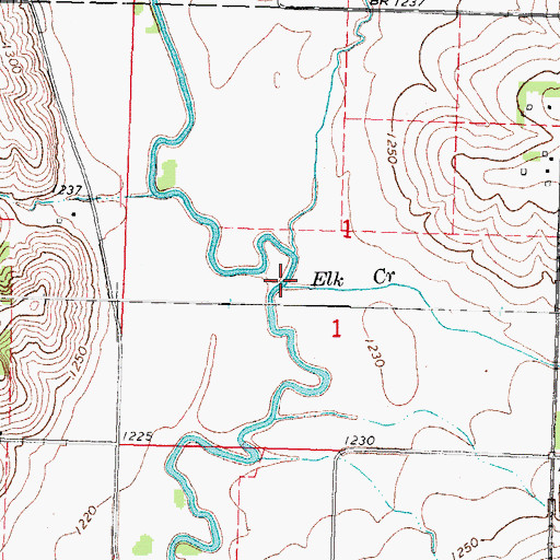 Topographic Map of Elk Creek, IA