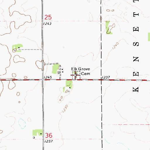 Topographic Map of Elk Grove Cemetery, IA