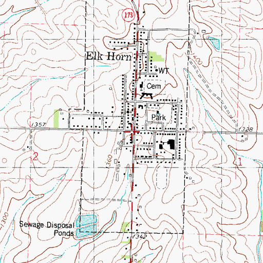 Topographic Map of Elk Horn, IA