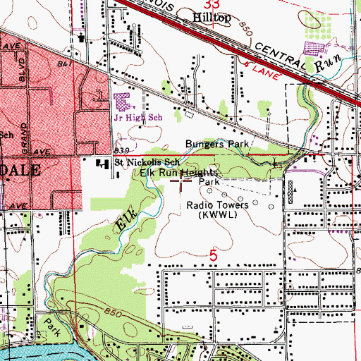 Topographic Map of Elk Run Heights Park, IA
