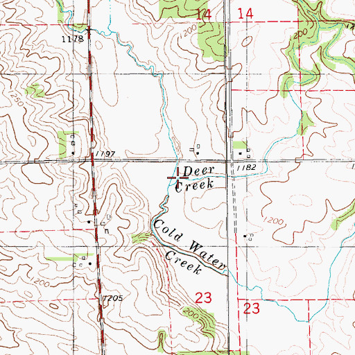Topographic Map of Elliott Creek, IA