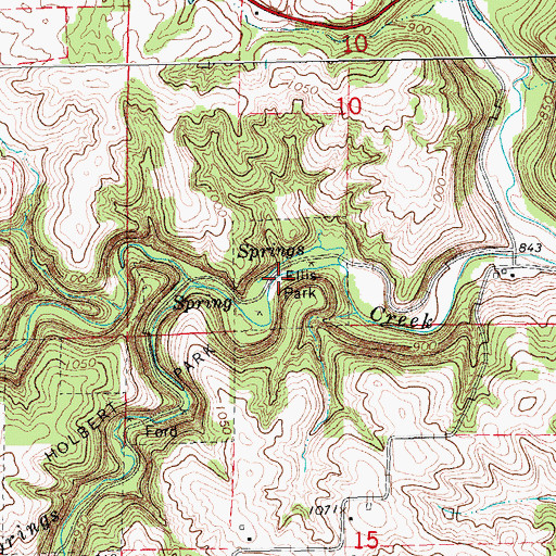 Topographic Map of Ellis Park, IA