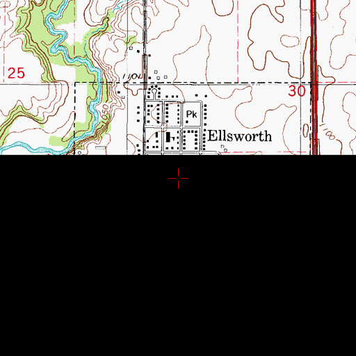 Topographic Map of Ellsworth, IA