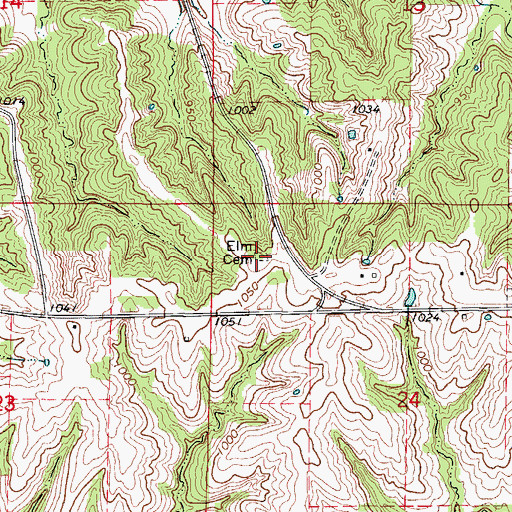 Topographic Map of Elm Cemetery, IA
