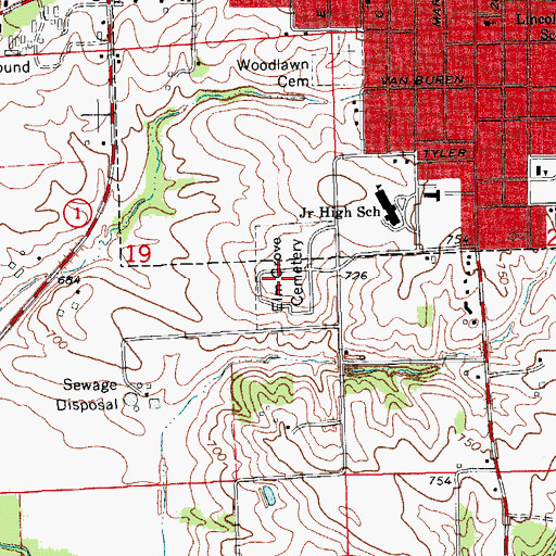 Topographic Map of Elm Grove Cemetery, IA