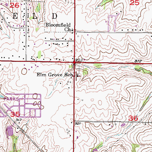 Topographic Map of Elm Grove School, IA