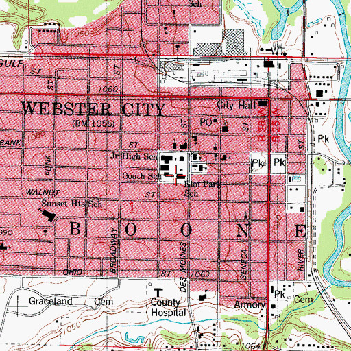 Topographic Map of Elm Park School, IA
