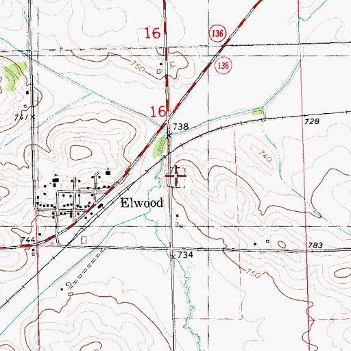 Topographic Map of Elwood Cemetery, IA