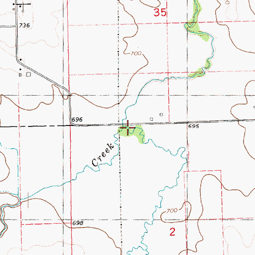 Topographic Map of Elwood Creek, IA