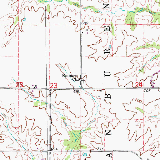 Topographic Map of Embury Church, IA