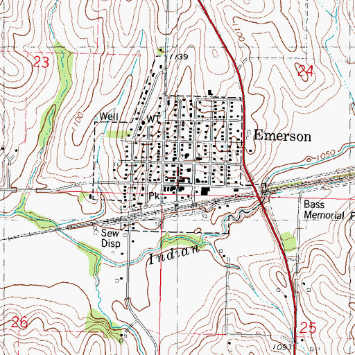 Topographic Map of Emerson, IA