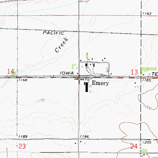 Topographic Map of Emery, IA
