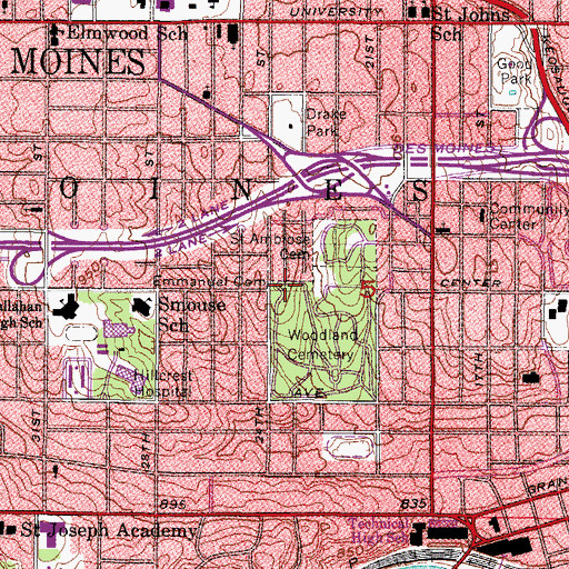 Topographic Map of Emmanuel Cemetery, IA