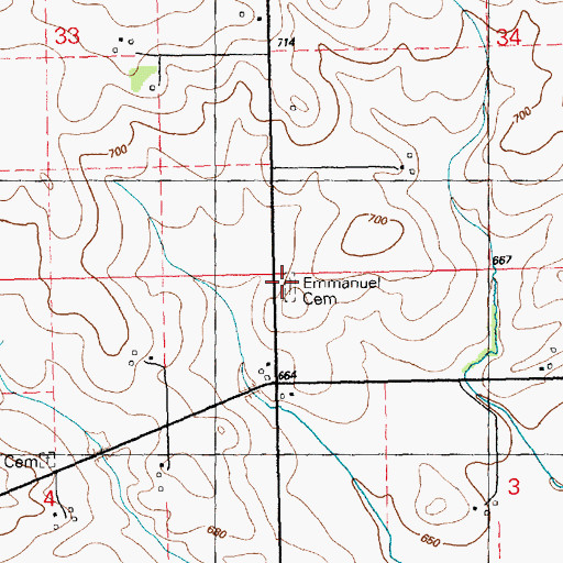 Topographic Map of Emmanuel Cemetery, IA