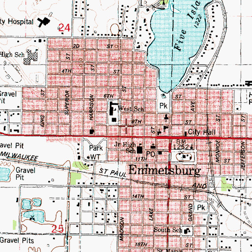 Topographic Map of Emmetsburg, IA