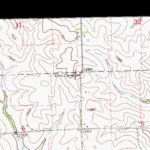 Topographic Map of Eno Cemetery, IA