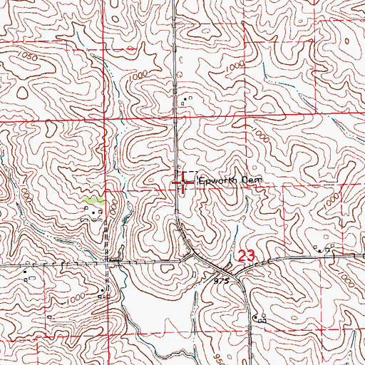Topographic Map of Epworth Cemetery, IA