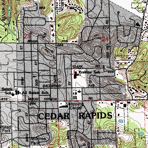 Topographic Map of Erskine Elementary School, IA