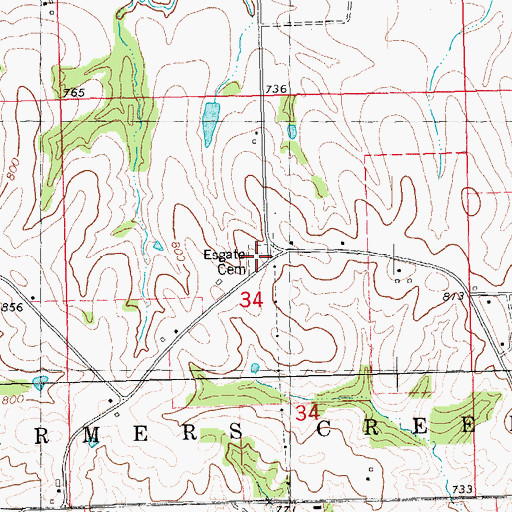 Topographic Map of Esgate Cemetery, IA