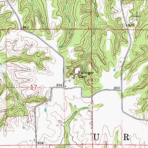 Topographic Map of Eslinger Cemetery, IA