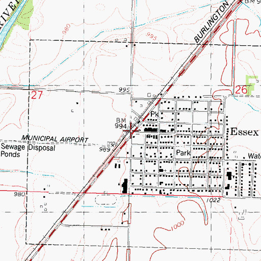 Topographic Map of Essex, IA