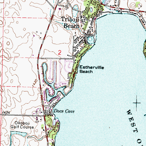Topographic Map of Estherville Beach, IA