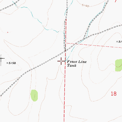 Topographic Map of Fence Line Tank, AZ