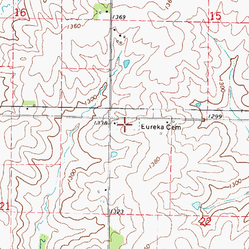 Topographic Map of Eureka Cemetery, IA