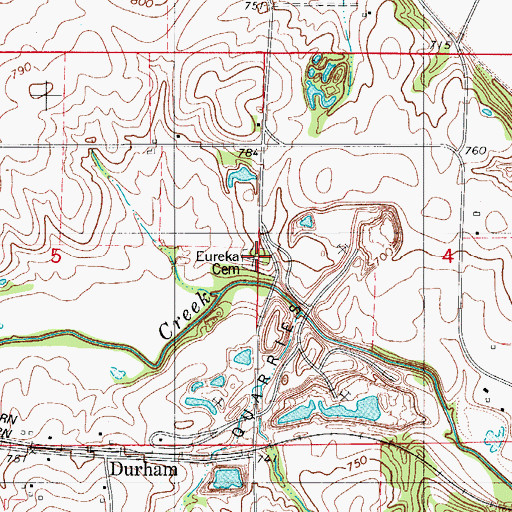 Topographic Map of Eureka Cemetery, IA