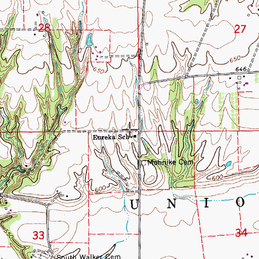 Topographic Map of Eureka School, IA