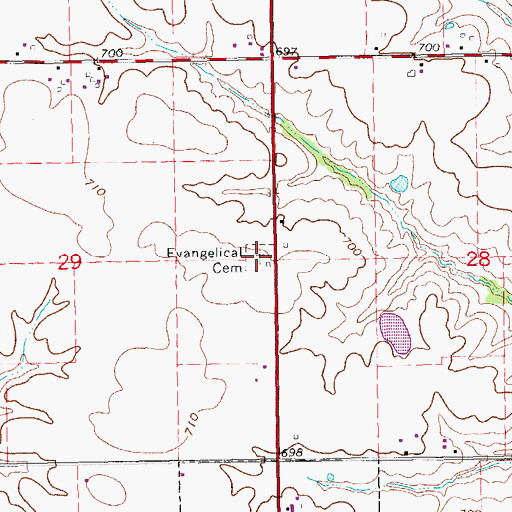 Topographic Map of Evangelical Cemetery, IA
